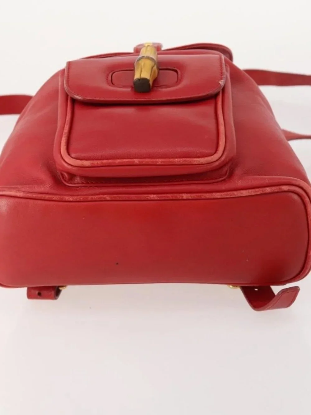 GUCCI Bamboo Backpack Leather Red Gold 003 1705 0030 Auth YKZ946